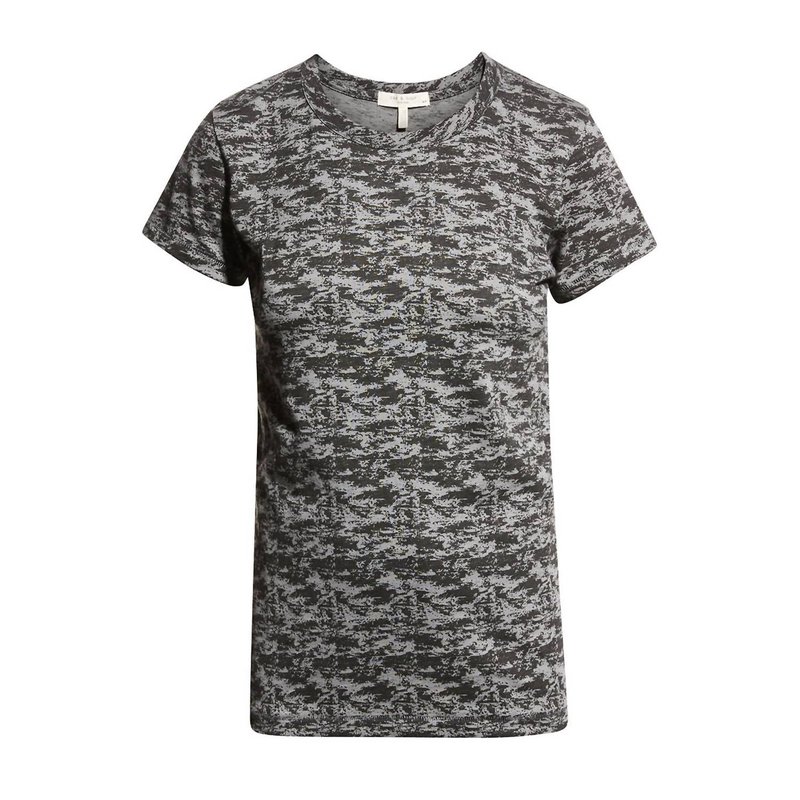 Shop Rag & Bone All Over Camo Cotton Short Sleeve T-shirt In Grey