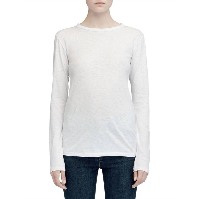 Shop Rag & Bone Women's The Slub Long Sleeve Crew Neck Cotton T-shirt In White
