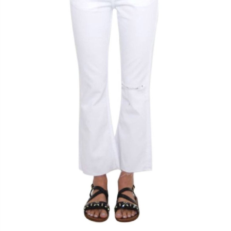 Shop Rag & Bone Women's White With Holes Cropped Jeans Stretch Denim Pants