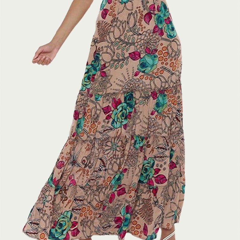Shop Raga Sapana Tiered Floral-print Maxi Dress In Brown