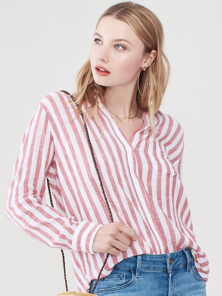 Charli Shirt - Carmine Stripe