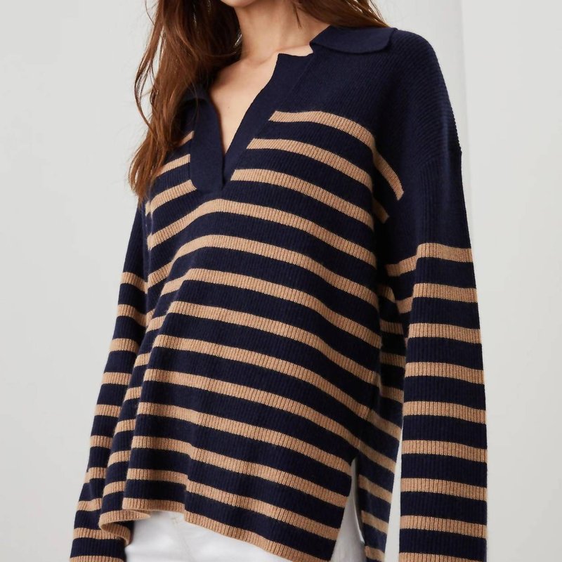 Shop Rails Harris Sweater In Camel/navy In Blue