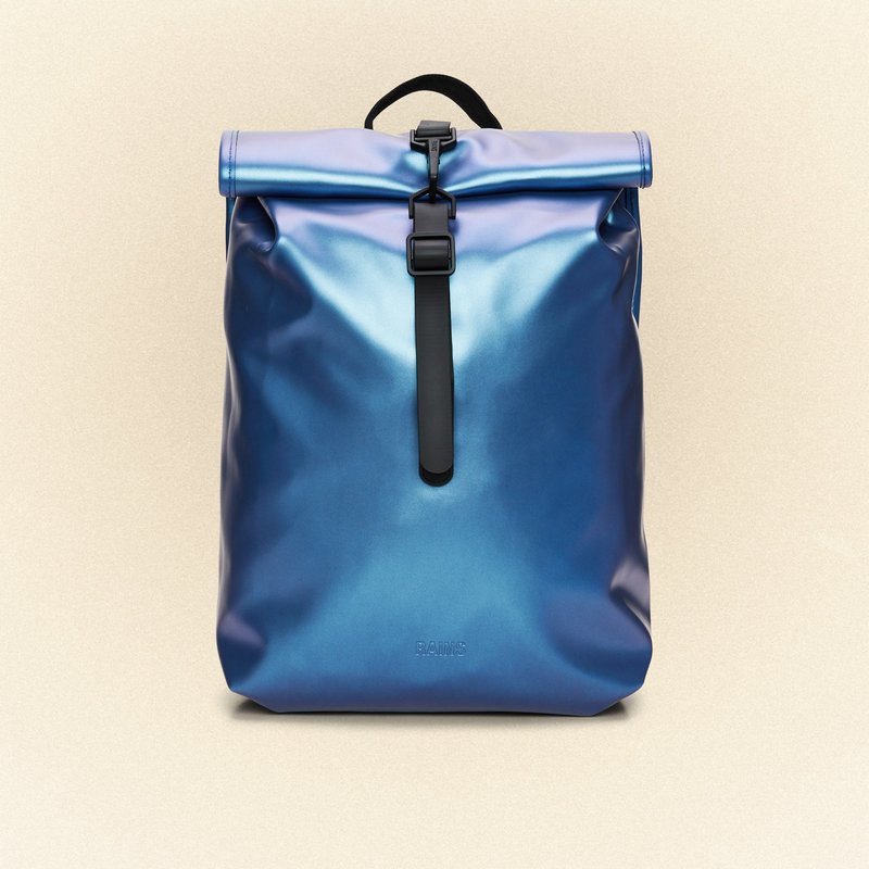 Shop Rains Rolltop Rucksack Mini Backpack In Blue