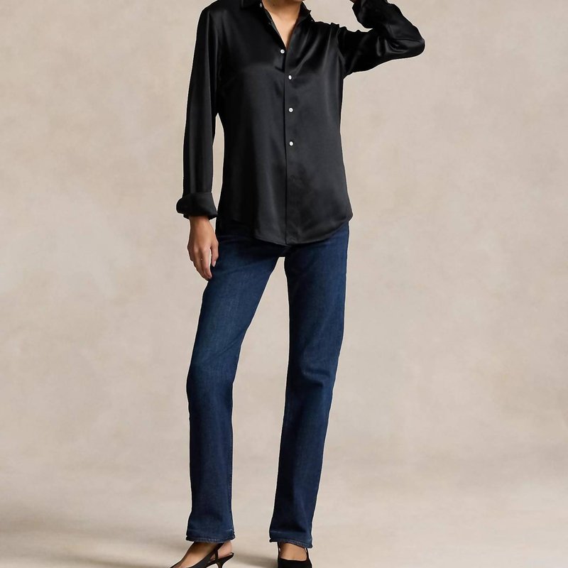 Shop Ralph Lauren Polo Classic Fit Silk Shirt In Black