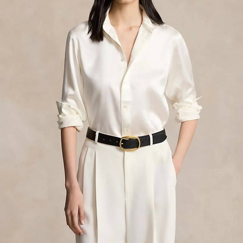 Shop Ralph Lauren Polo Classic Fit Silk Shirt In White