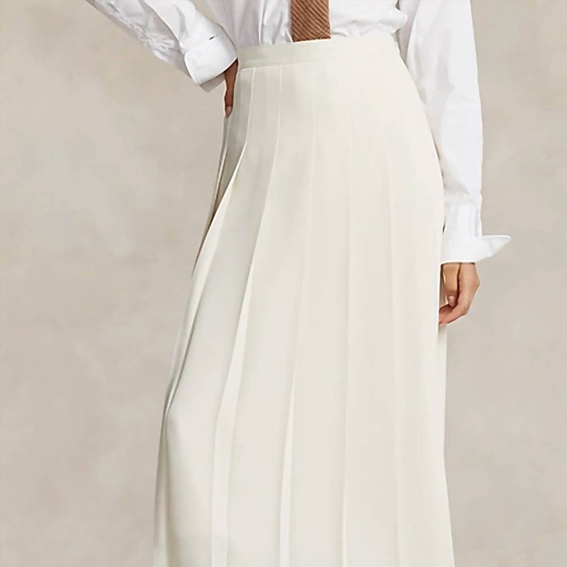 Shop Ralph Lauren Polo Pleated A Line Midi Skirt In White