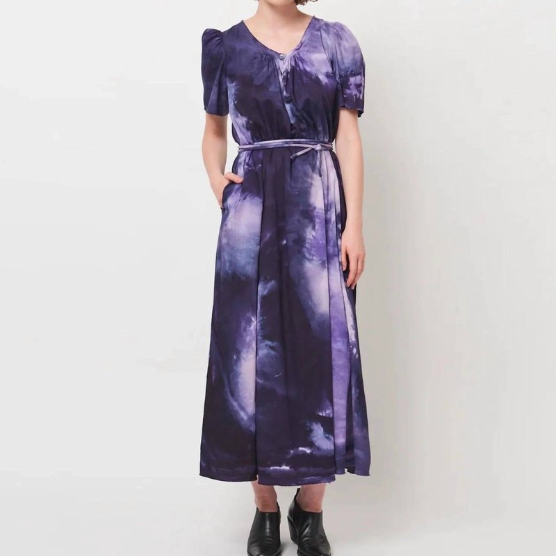 Shop Raquel Allegra Flutter Maxi Dress In Purple