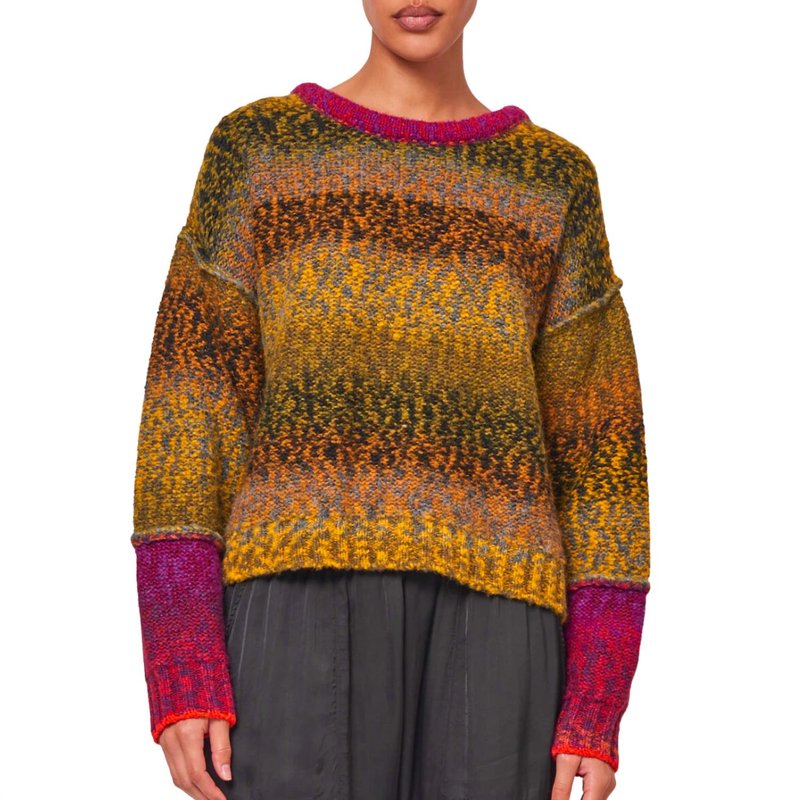 Shop Raquel Allegra Iris Pullover Sweater In Olive Burgundy Combo In Green