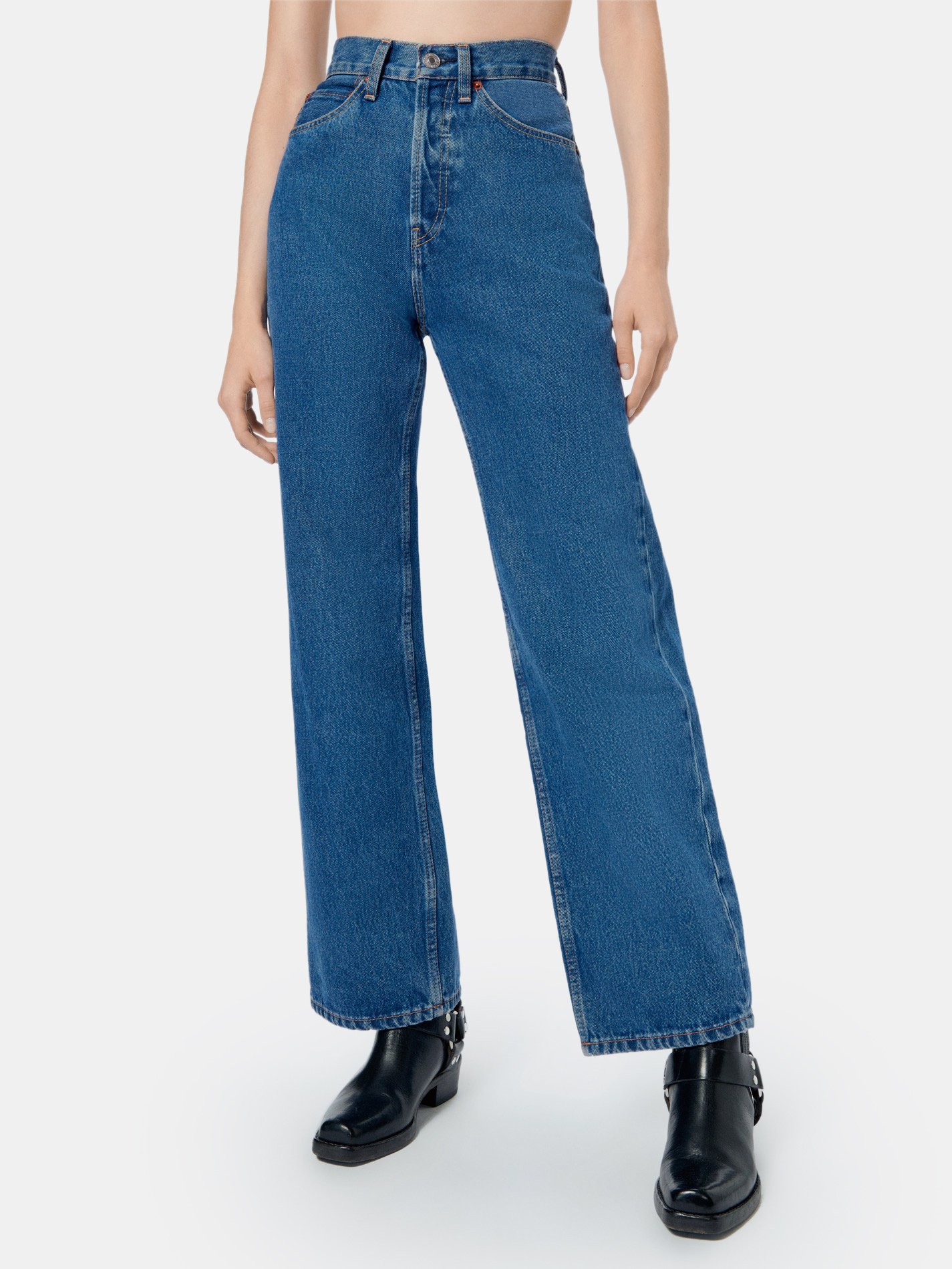 high rise straight fit jeans