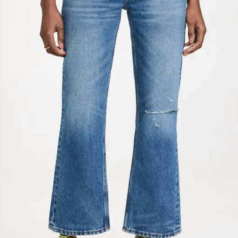 Re/done 70s Loose Flare Rip Jeans In Blue