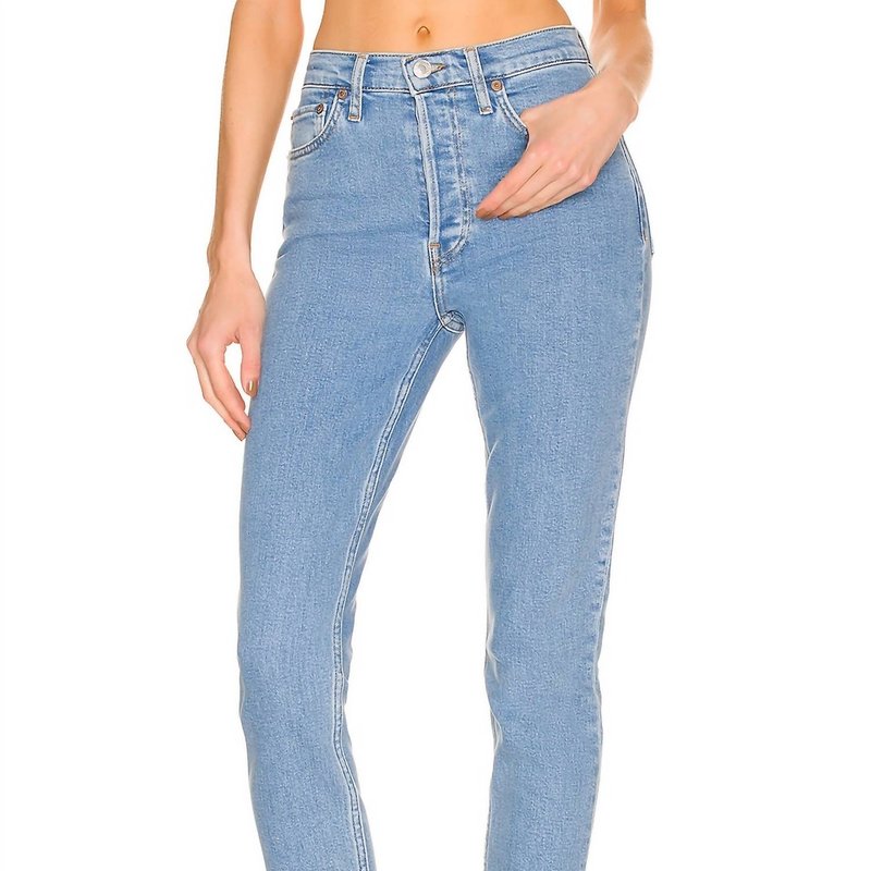 Re/done 90s High Rise Ankle Crop Jeans In Blue Stone