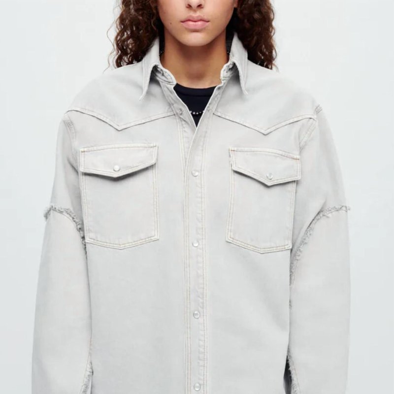 Shop Re/done Oversized Shirt Jacket In Grey