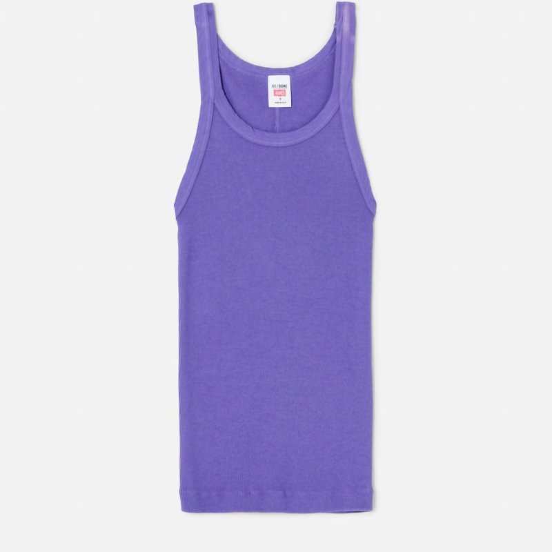 Shop Re/done Ribbed Tank Top In Purple