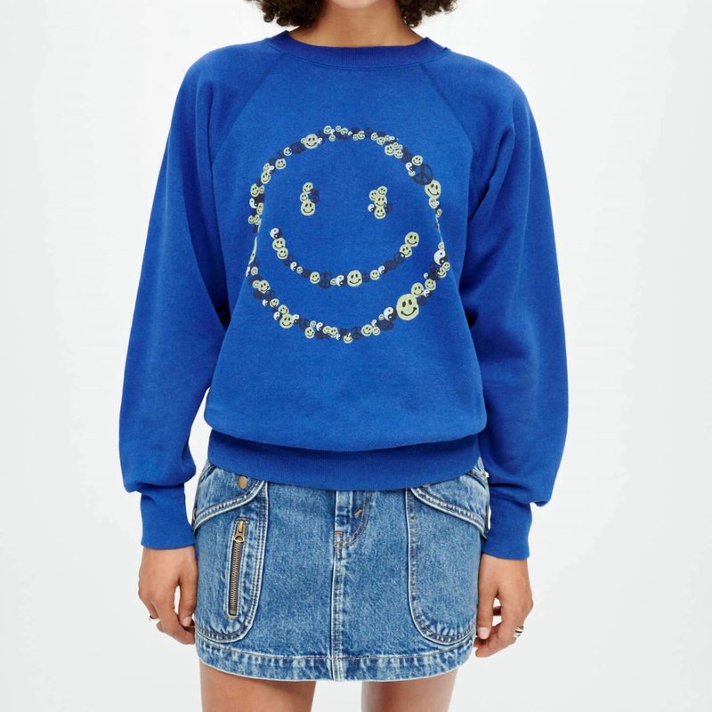 Shop Re/done Upcycled "smile" Sweatshirt In Blue