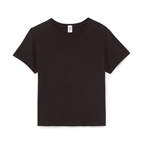 Shop Re/done Women's Black Boxy Washed Black Short Sleeve Crew Neck T-shirt