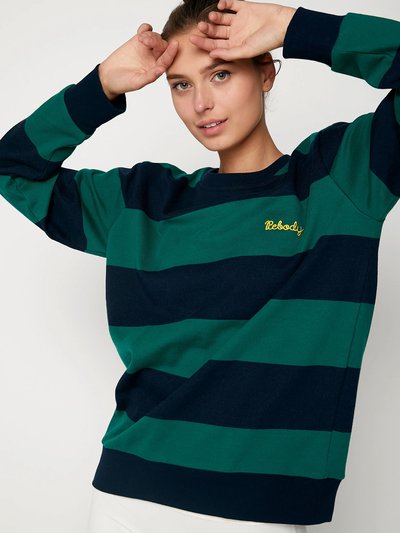 rebody Embroidered Rebody Logo Rugby Striped Sweatshirt product