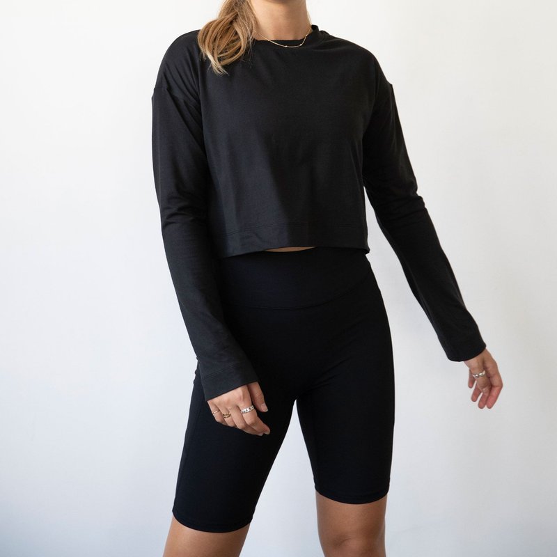 Rebody Go With The Flow Crop Long Sleeve In Black