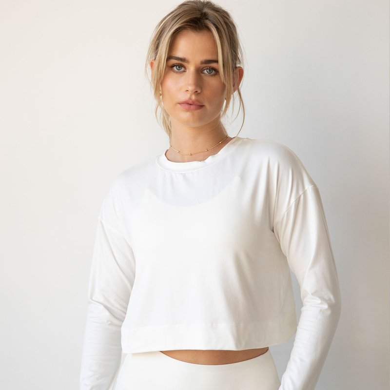 Rebody Go With The Flow Crop Long Sleeve In White
