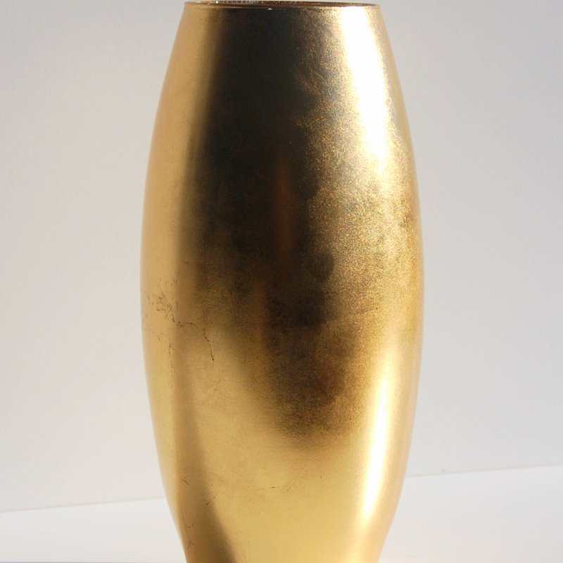 Red Pomegranate Collection Doré 10" Gilded Glass Flower Vase In Gold