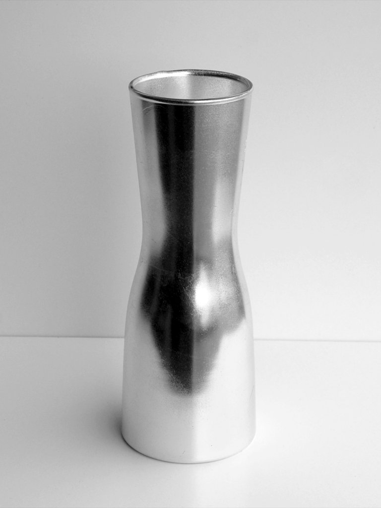 Doré 12" Gilded Glass Hourglass Vase - Silver
