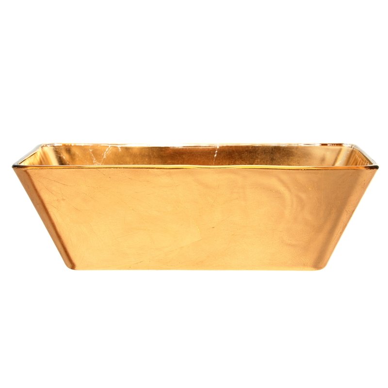 Shop Red Pomegranate Collection Doré 13" Gilded Glass Rectangular Bowl In Gold