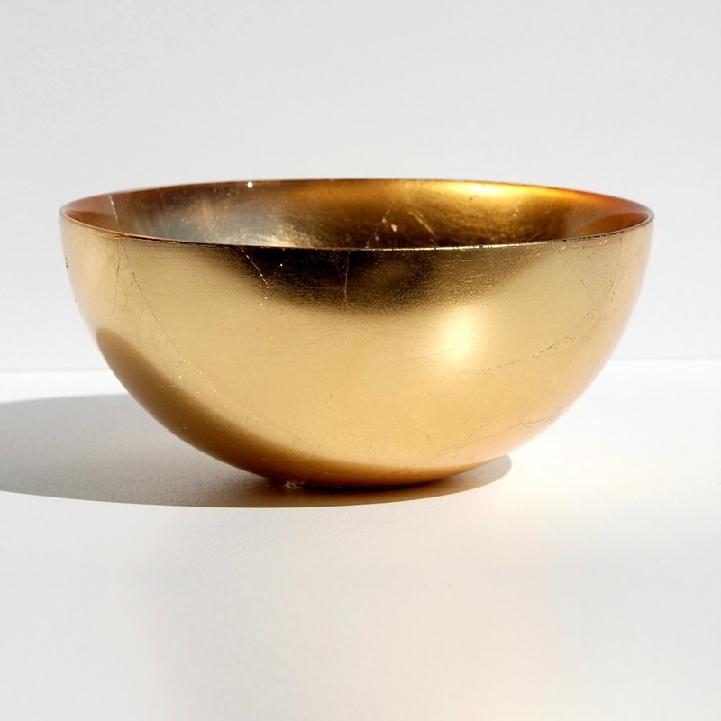 Shop Red Pomegranate Collection Doré 8" Gilded Glass Salad Bowl In Gold