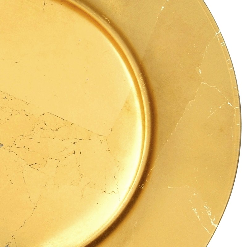 Shop Red Pomegranate Collection Doré Set/4 10" Gilded Glass Dinner Plates In Gold