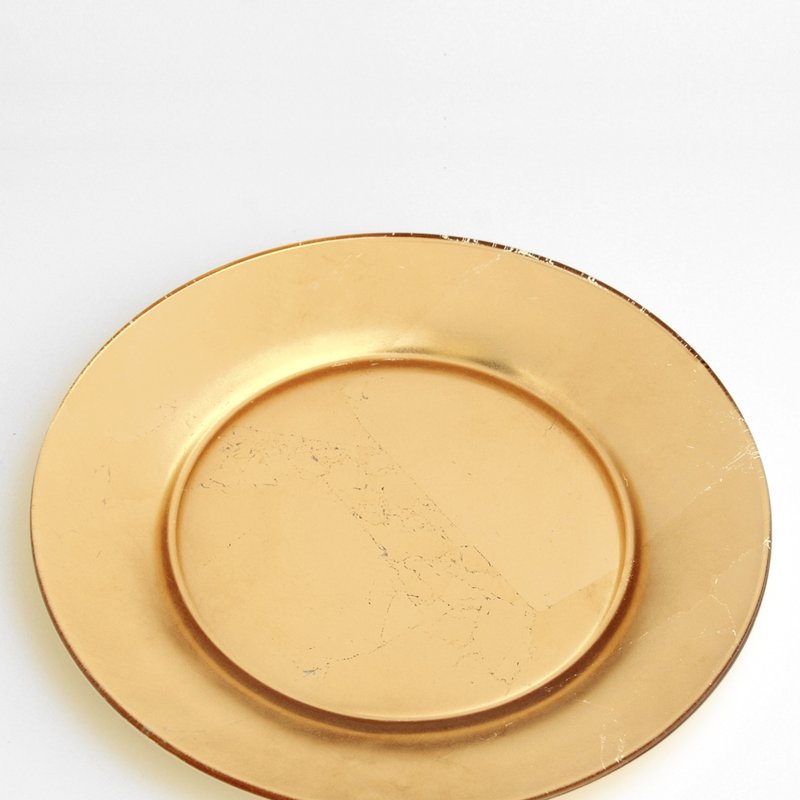 Shop Red Pomegranate Collection Doré Set/4 10" Gilded Glass Dinner Plates In Gold