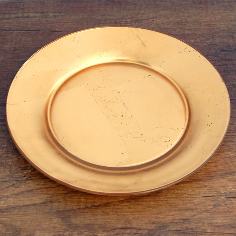 Shop Red Pomegranate Collection Doré Set/4 7" Gilded Glass Salad Plate In Gold