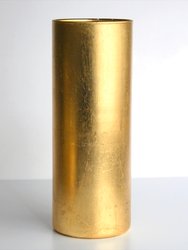 Doré Set/6 10" Gilded Glass Cylinder Vases - Gold