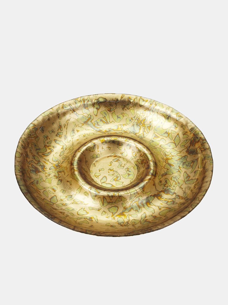 Patina 15" Gilded Glass Chip and Dip Tray - Gold