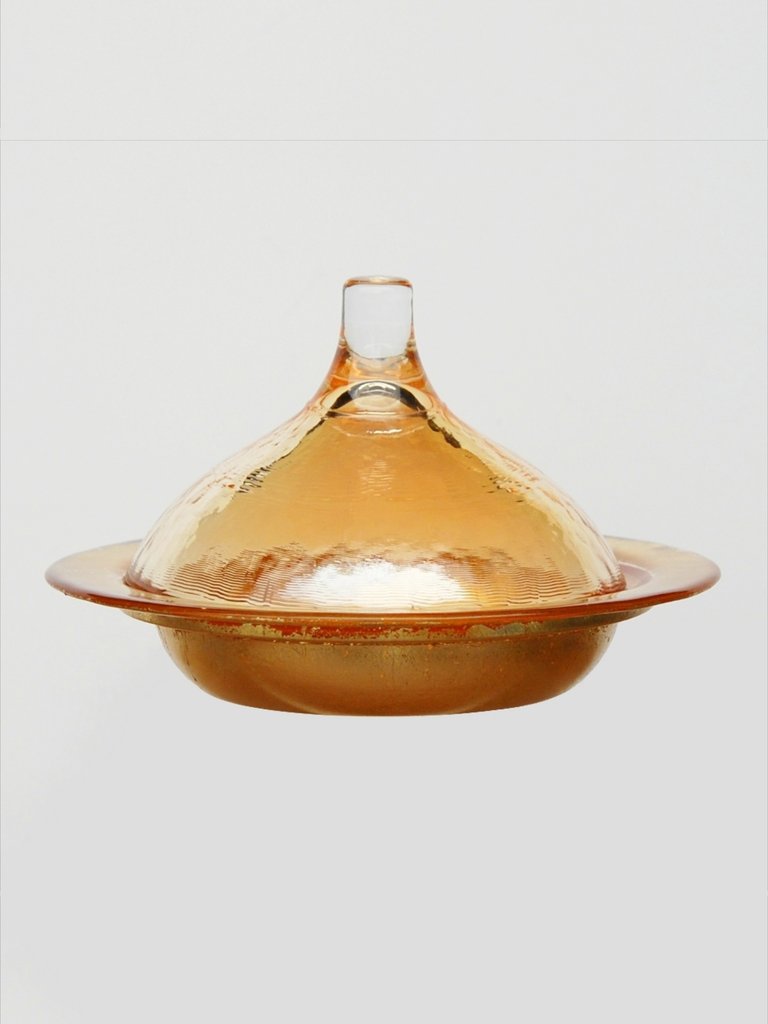 Rabat 5.5" Gilded Glass Covered Dish - Amber Gold