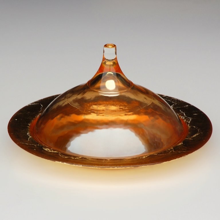 Rabat 9" Gilded Glass Covered Dish