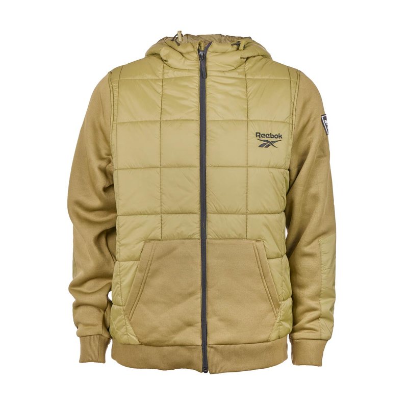 Shop Reebok Men's Mixed Media Jacket With Tricot Sleeve In Green