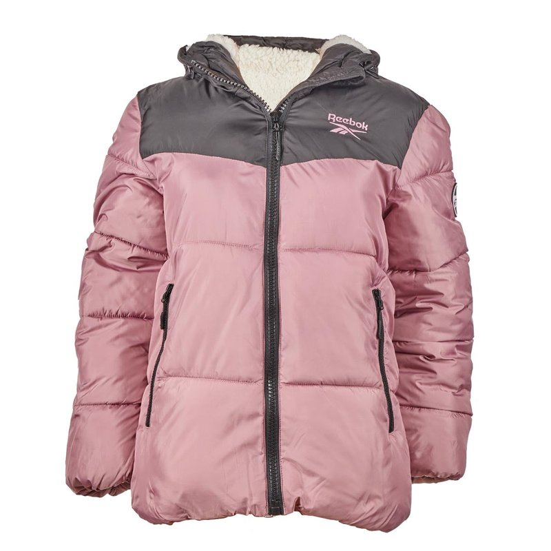 Shop Reebok Women's Hooded Puffer Jacket In Pink