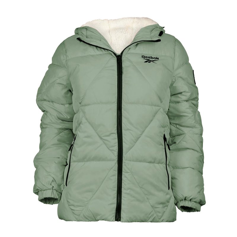 Reebok Women's Puffer Jacket With Sherpa Lining In Green