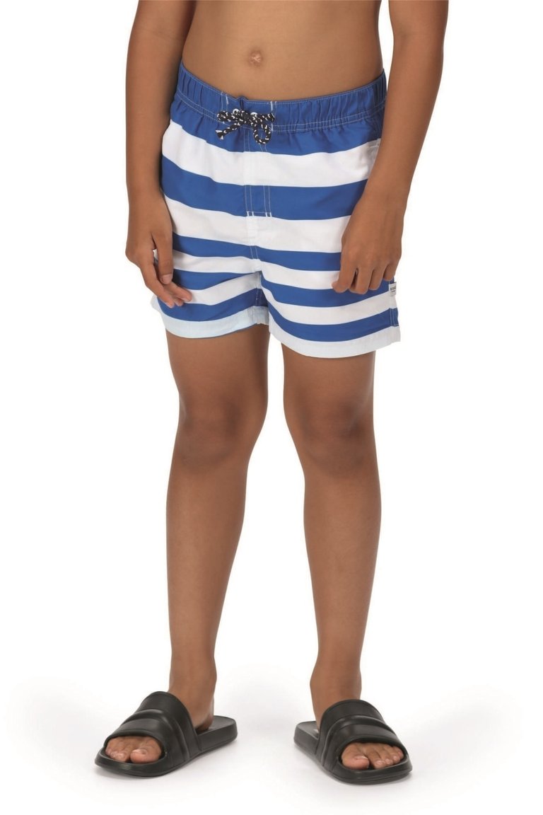 Boys Skander II Striped Swim Shorts - Lapis Blue