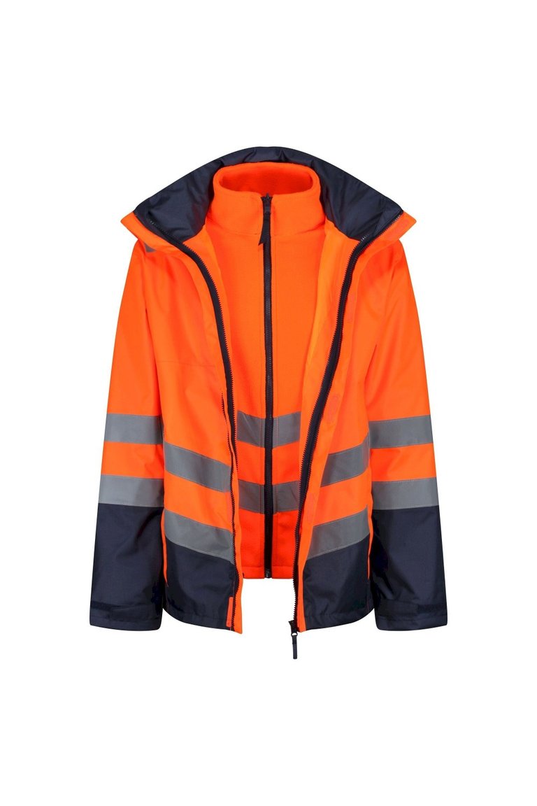 Regatta Professional Mens Pro Hi Vis 3 in 1 Jacket Orange/Navy