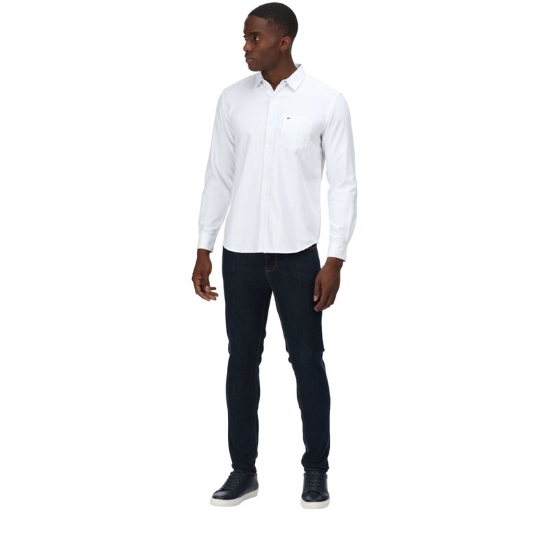 Regatta Mens Brycen Oxford Long-sleeved Shirt In White