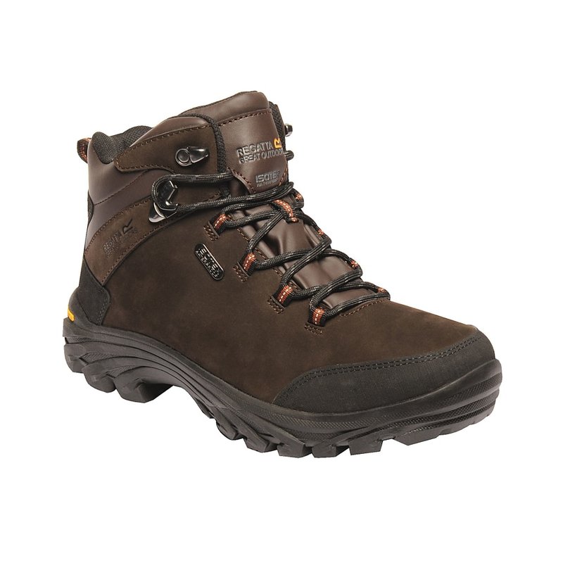 Regatta Mens Burrell Leather Hiking Boots In Brown