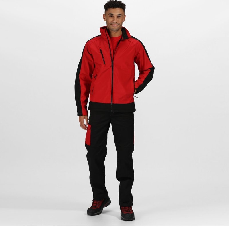 Regatta Mens Contrast 3 Layer Softshell Full Zip Jacket In Red