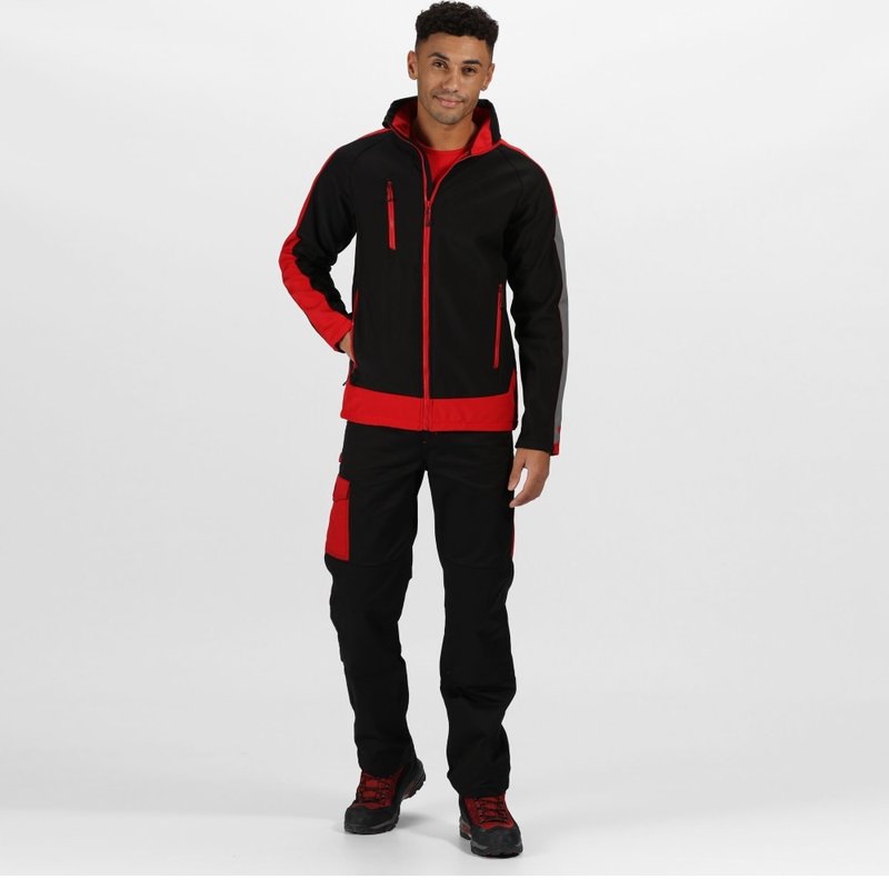 Regatta Mens Contrast 3 Layer Softshell Full Zip Jacket In Red