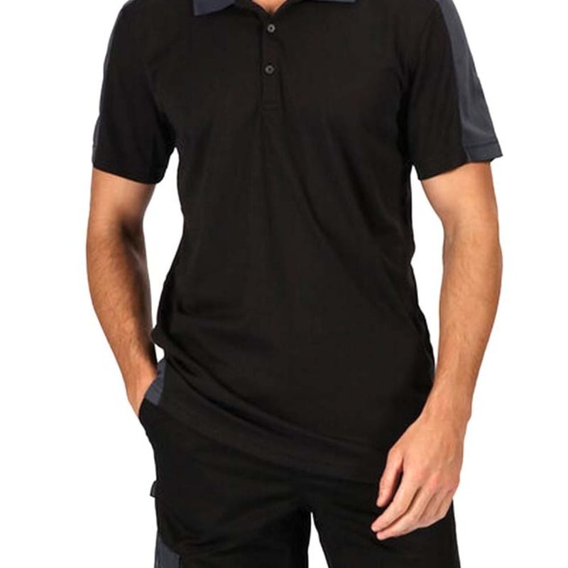 Regatta Mens Contrast Coolweave Polo Shirt In Black