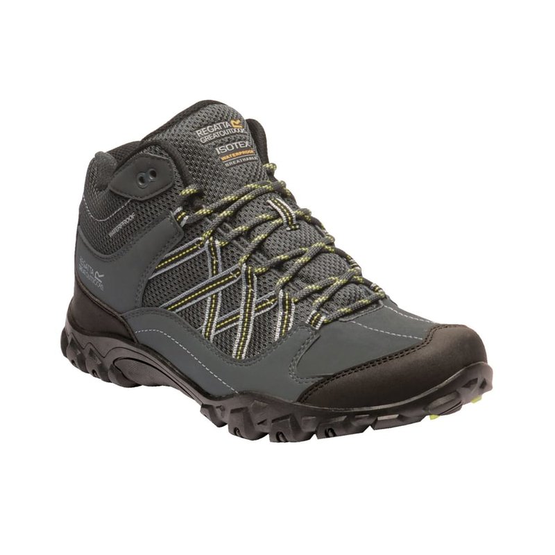 Regatta Mens Edgepoint Mid Waterproof Hiking Shoes- Briar/lime Punch In Brown