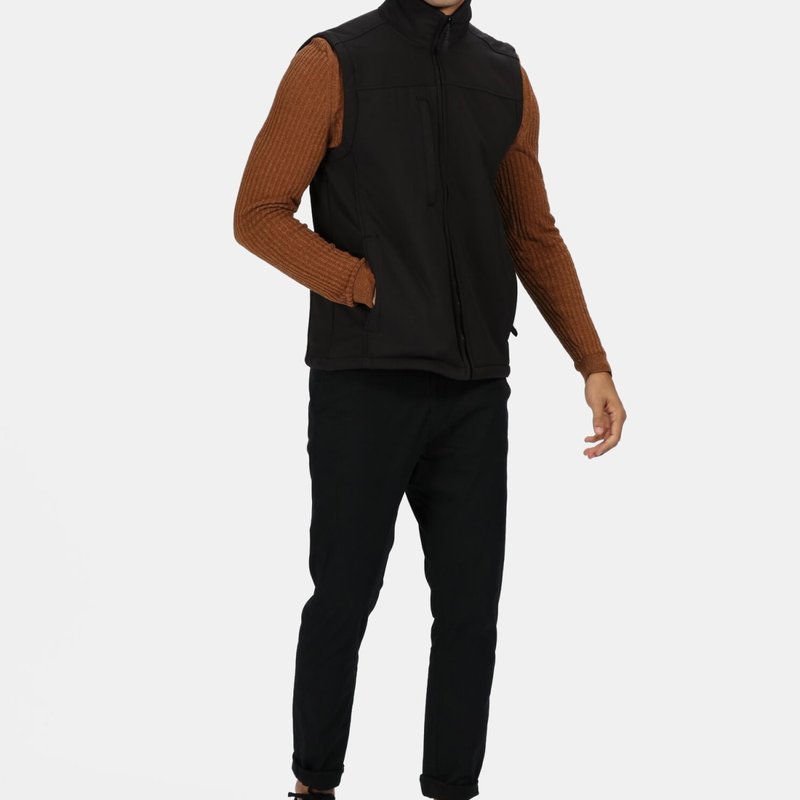 Regatta Mens Flux Softshell Bodywarmer/ Water Repellent Sleeveless Jacket In Black