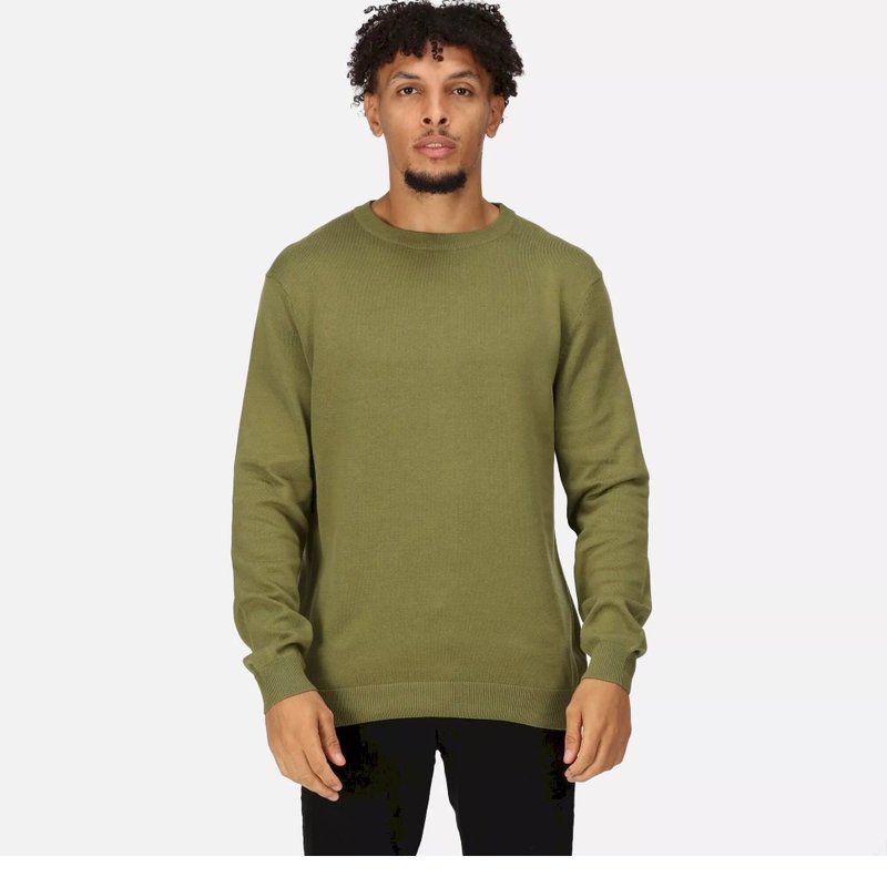 Regatta Mens Kaelen Knitted Jersey Sweater In Green