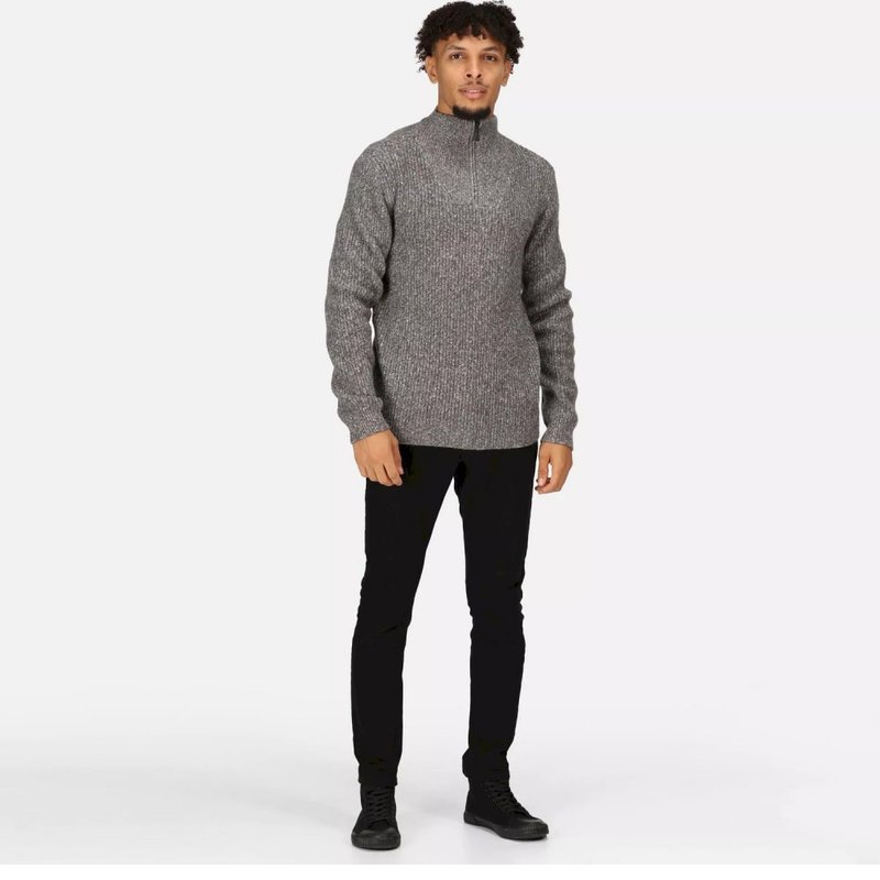 Regatta Mens Kaison Marl Knitted Half Zip Sweater In Grey