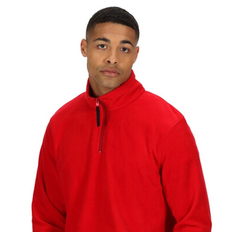 Regatta Mens Micro Zip Neck Fleece Top In Red