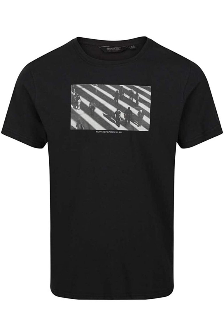 Regatta Mens Cline VI Striped Cotton T-Shirt - Black