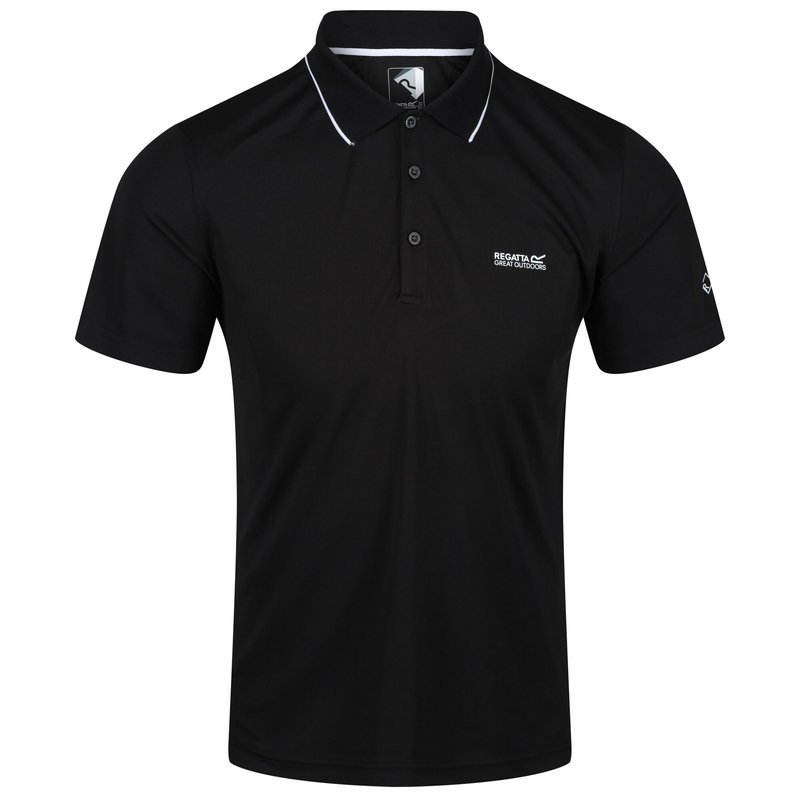 Shop Regatta Mens Maverick V Active Polo Shirt In Black